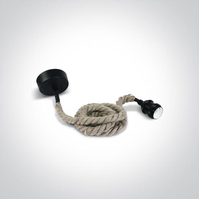 ONE Light | 0992/B BLACK E27 THICK ROPE WIRE 2m SUSPENSION - OEM NORDIC - Quality Parts Distribution