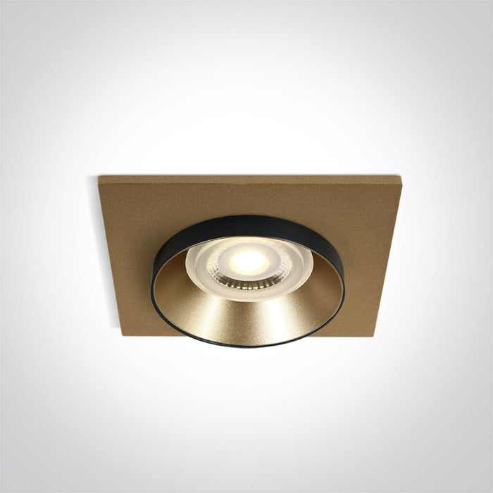ONE Light Recessed LED Downlight GU10 10W IP20 Brass Reflector 10105H/BS