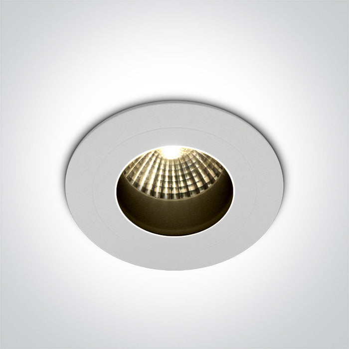 ONE Light Recessed LED Downlight 6,5W 500lm 3000K CRI90 IP65 White 10107H/W/W