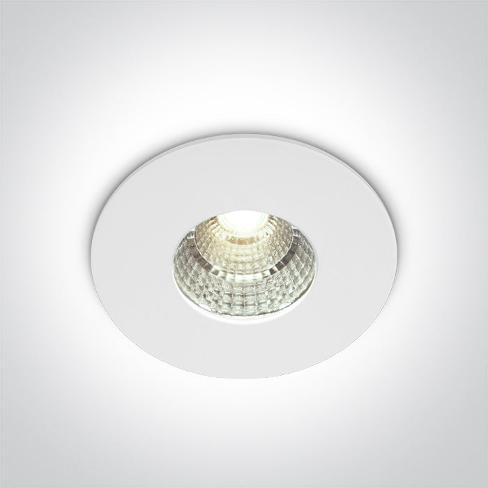 ONE Light Recessed LED Downlight 7W 490lm 3000K CRI90 IP54 White 10107M/W/W