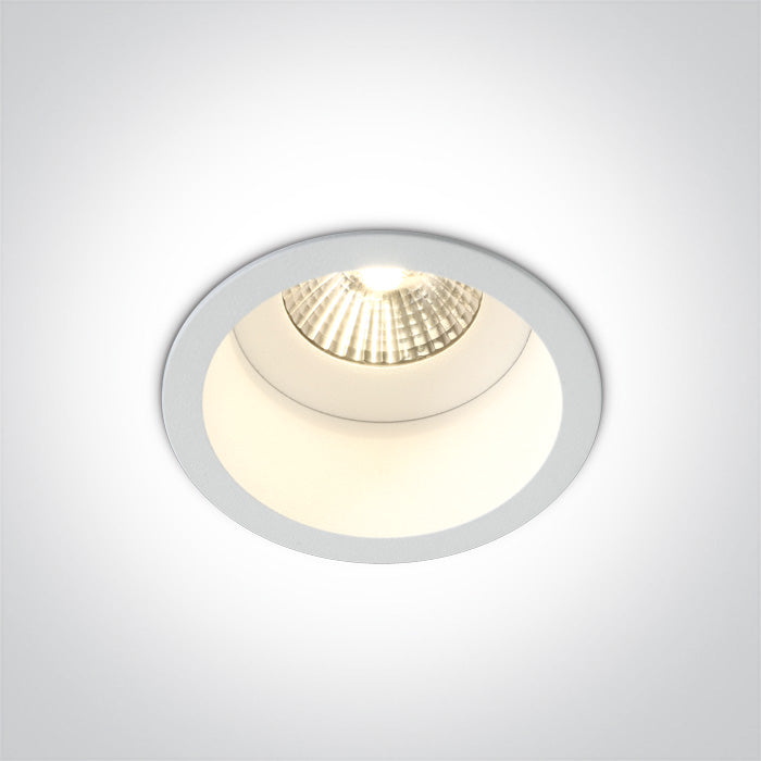 ONE Light Recessed LED Downlight 6,5W 500lm 3000K CRI90 IP54 White 10107WD/W/W