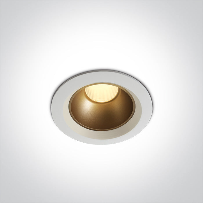 ONE Light Recessed LED Downlight 7W 560lm 3000K CRI80 IP20 White 10107Z/W/W