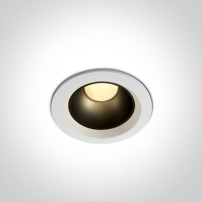 ONE Light Recessed LED Downlight 7W 560lm 3000K CRI80 IP20 White 10107Z/W/W