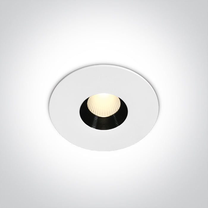 ONE Light Recessed LED Downlight 8W 600lm 3000K CRI90 IP54 White 10108H/W/W