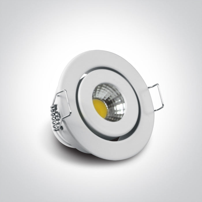 ONE Light Recessed LED Downlight 1W/2W 200lm@700mA 3000K CRI90 IP20 White 11103B/W/W