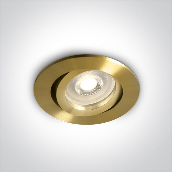 ONE Light Recessed LED Downlight GU10 10W IP20 Brushed Brass 11105A1/BBS