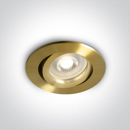 ONE Light Recessed LED Downlight GU10 10W IP20 Brushed Brass 11105A1/BBS