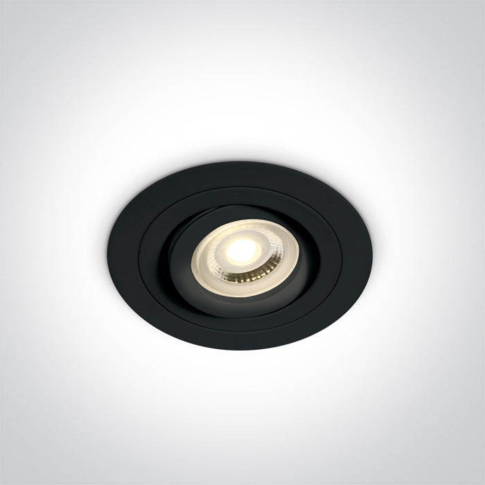 ONE Light Recessed LED Downlight GU10 10W IP20 Black 11105ABG/B