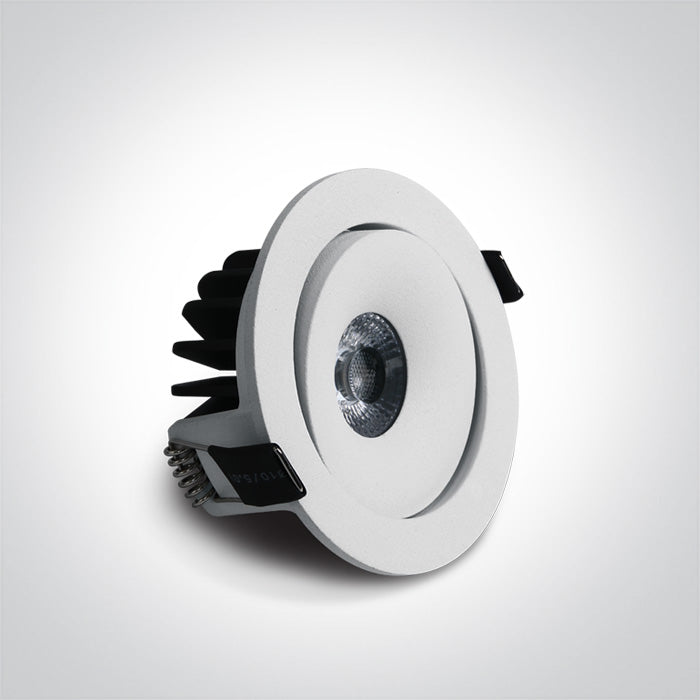 ONE Light Recessed LED Downlight 6,5W 600lm 3000K CRI90 IP54 White 11107P/W/W