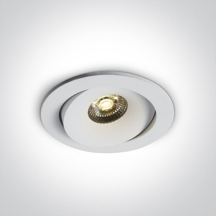 ONE Light Recessed LED Downlight 6,5W 600lm 3000K CRI90 IP54 White 11107P/W/W