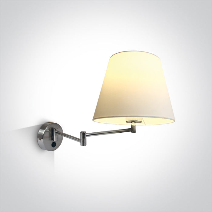 ONE Light | 61046/MC BRUSHED CHROME WALL LIGHT 12W E27 WHITE SHADE - OEM NORDIC - Quality Parts Distribution