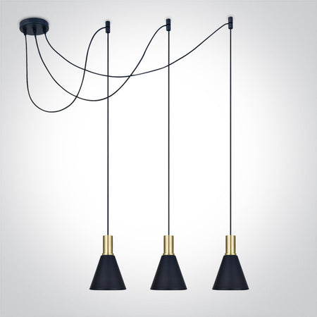 ONE Light | 63122B/BBS BRUSHED BRASS BLACK SHADE 10W 3xE27 - OEM NORDIC - Quality Parts Distribution