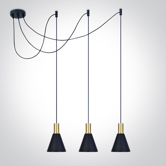 ONE Light | 63122B/BBS BRUSHED BRASS BLACK SHADE 10W 3xE27 - OEM NORDIC - Quality Parts Distribution