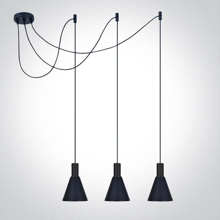 ONE Light Pendant Light E27 3x10W IP20 Black 63122B/B