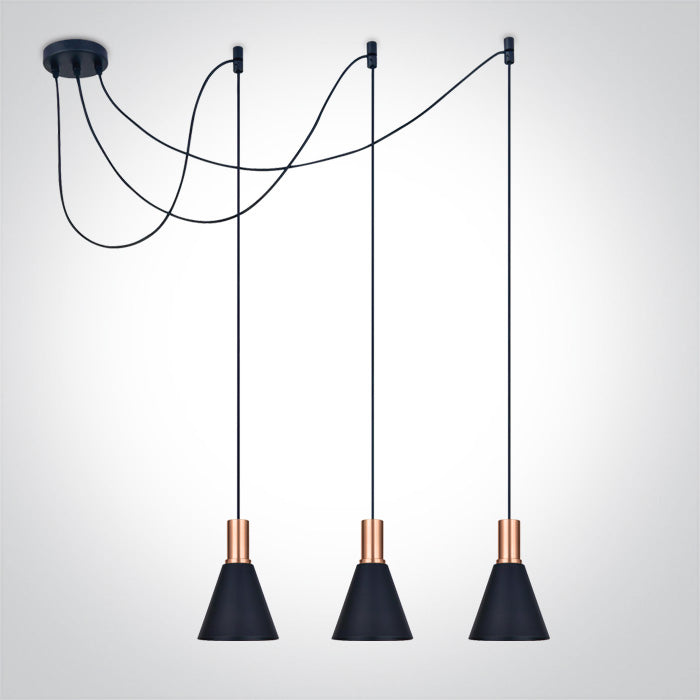 ONE Light | 63122B/CU COPPER BLACK SHADE 10W 3xE27 - OEM NORDIC - Quality Parts Distribution