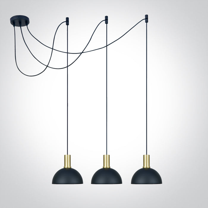 ONE Light | 63140C/BBS BRUSHED BRASS WITH BLACK SHADE 10W 3xE27 - OEM NORDIC - Quality Parts Distribution