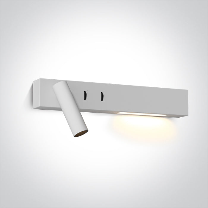 ONE Light Wall Light 3W+6W 150lm + 420lm 3000K CRI90 IP20 White 65146/W/W
