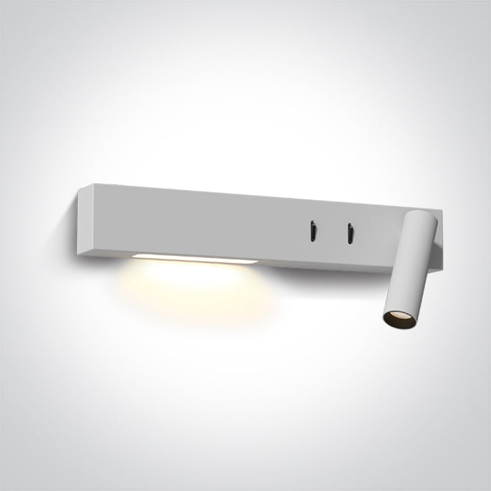 ONE Light Wall Light 3W+6W 150lm + 420lm 3000K CRI90 IP20 White 65146A/W/W