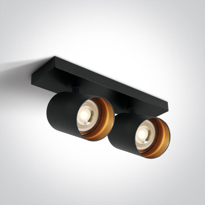 ONE Light Wall / Ceiling Light GU10 2x10W IP20 Black-Brass 65205N/B