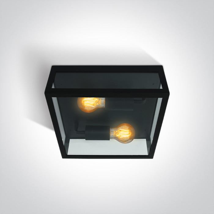 ONE Light Ceiling Light E27 2x12W IP43 Black 67406D/B