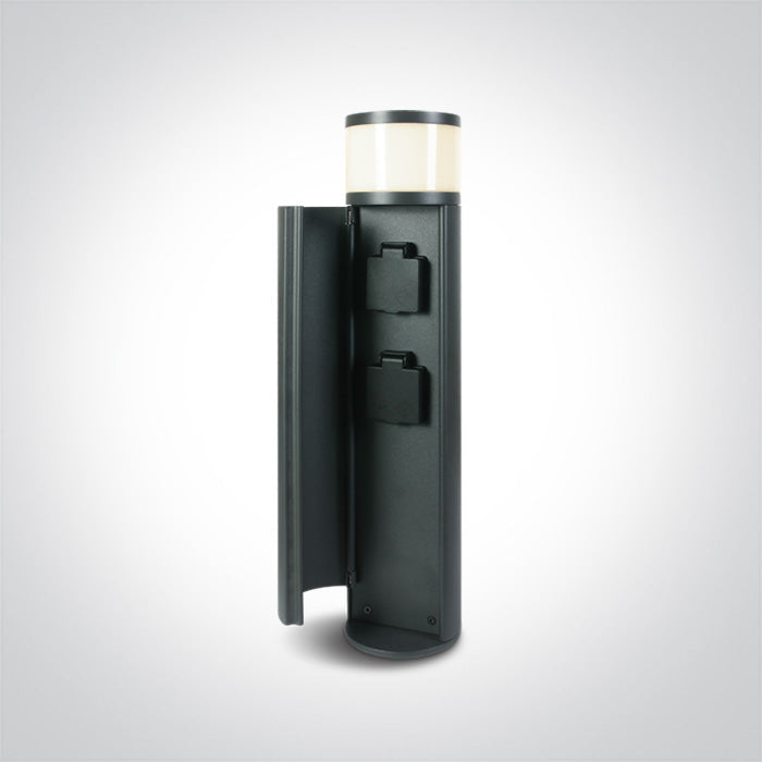 ONE Light | 67494A/AN/W ANTHRACITE LED BOLLARD 49cm 3W WW IP44 230V 2x SCHUKO sockets Max 1000W each - OEM NORDIC - Quality Parts Distribution