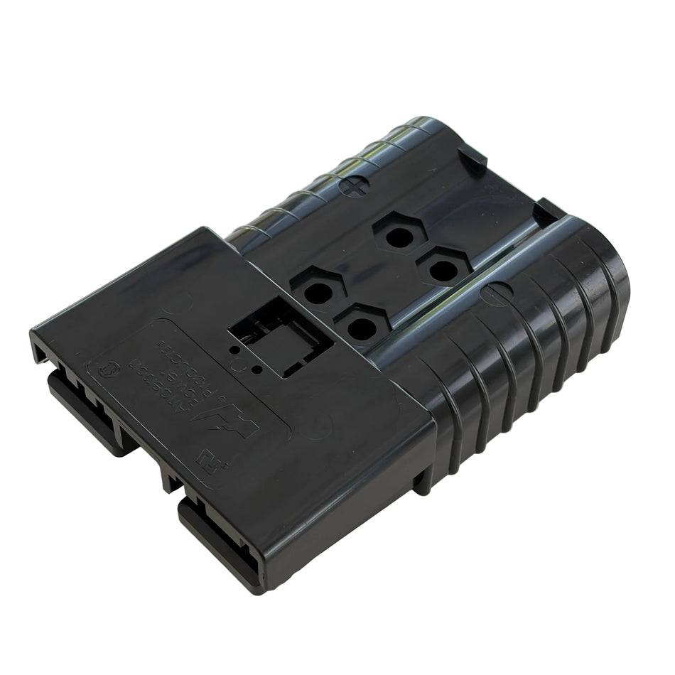 A black SBE320 plastic replacement battery connector housing from Anderson Power Products