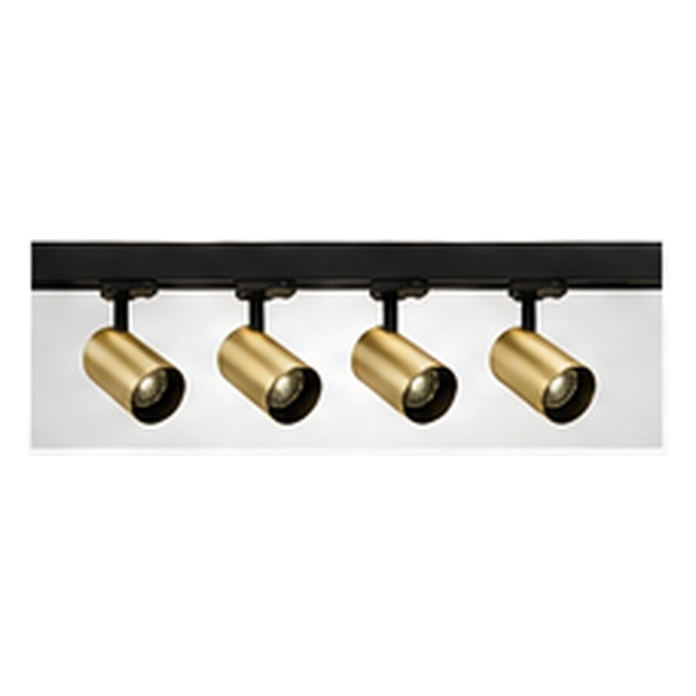 2m Dark Light track set, black track, 4 brass spots