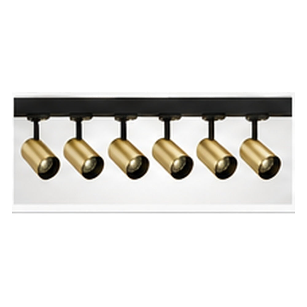 2m Dark Light track set, black track, 6 brass spots