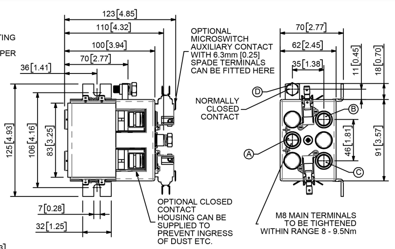 DC182-490 Albright 150A 12V DC - INT Monoblock Motor Reversing Contactor