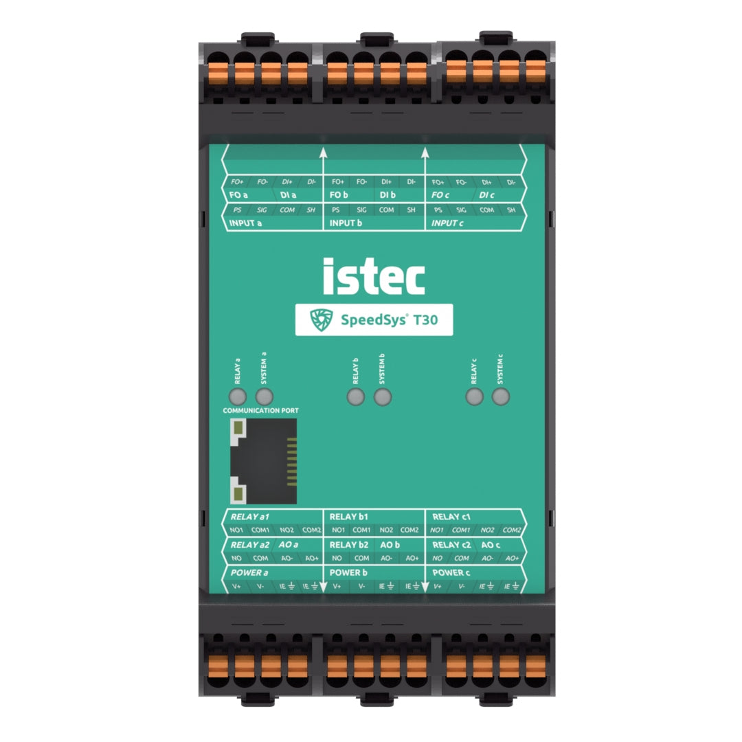 Istec SpeedSys T30 three-channel speed monitor, front view