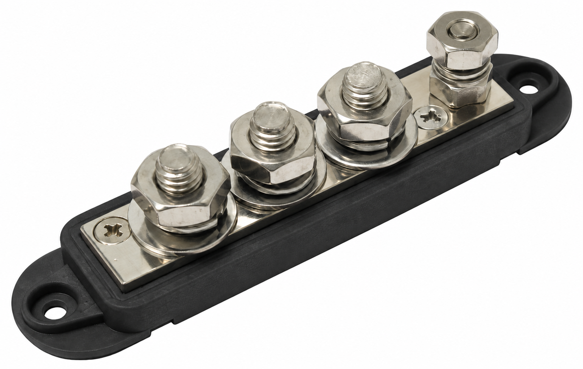 VTE 7704N0N14 4-point busbar with 3/8-inch posts, black