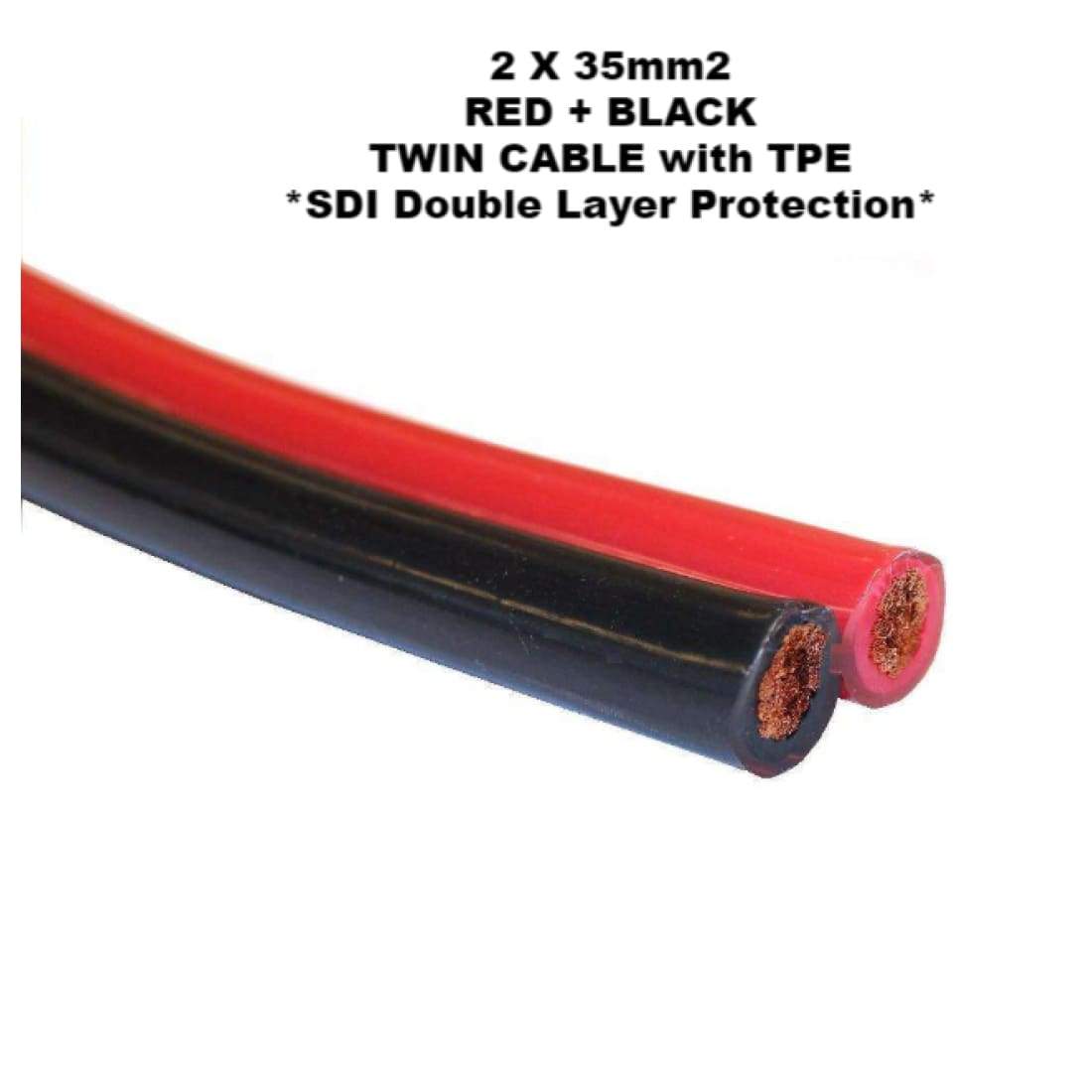 RADAFLEX® 300/500 V Twin Parallel Cable Red/Black -25/70 °C - One Meter - 2x35mm2